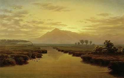 塔玛尔皮斯山，纳帕斯劳，1869年`Mount Tamalpais from Napa Slough, 1869 by William Marple