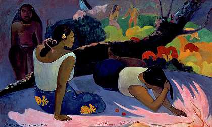 躺着的大溪地妇女，1894年`Reclining Tahitian Women, 1894 by Paul Gauguin