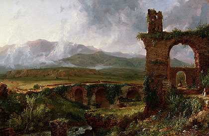 蒂沃利附近的景色，1832年早晨`A View Near Tivoli, Morning, 1832 by Thomas Cole