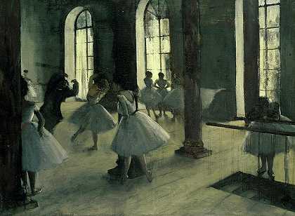 舞蹈排练，1876年`Dance Rehearsal, 1876 by Edgar Degas