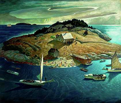 岛上葬礼`Island Funeral by Newell Convers Wyeth