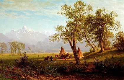 内布拉斯加州风河山脉，1862年`Wind River Mountains, Nebraska Territory, 1862 by Albert Bierstadt