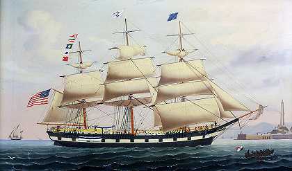 1862年，德索托号进入热那亚港`Ship De Soto, Entering the Port of Genoa, 1862 by Michele Renault
