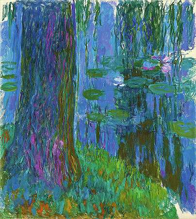 垂柳睡莲池，1916-1919`Weeping Willow And Water-Lily Pond, 1916-1919 by Claude Monet