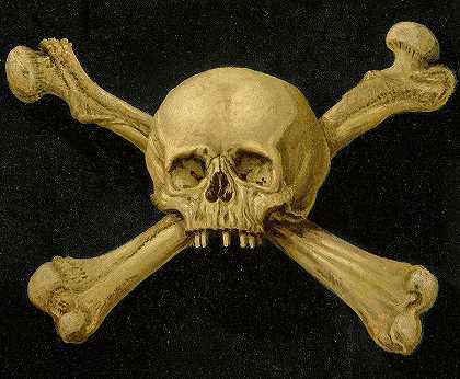 带有头骨和交叉骨的莫里纪念物，17世纪`A Memento Mori with Skull and Crossbones, 17th Century by Neapolitan School