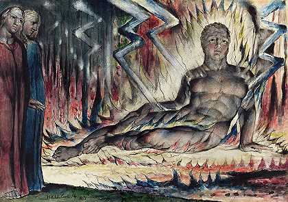 亵渎者卡帕涅斯，地狱`Capaneus the Blasphemer, Inferno by William Blake