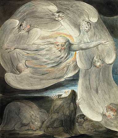 1805年，上帝在旋风中回答约伯`The Lord Answering Job from the Whirlwind, 1805 by William Blake