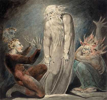 撒母耳的鬼魂出现在扫罗面前`Ghost of Samuel Appearing to Saul by William Blake