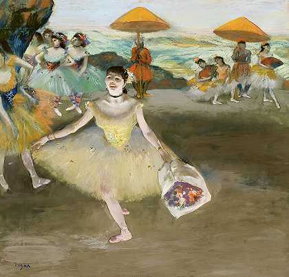 带着花束的舞者，1878年`Dancer with a bouquet, 1878 by Edgar Degas