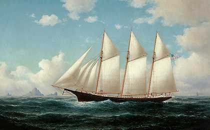 法拉隆群岛附近的J·M·科尔曼号帆船`Schooner J. M. Colman off the Farallon Islands by William Alexander Coulter