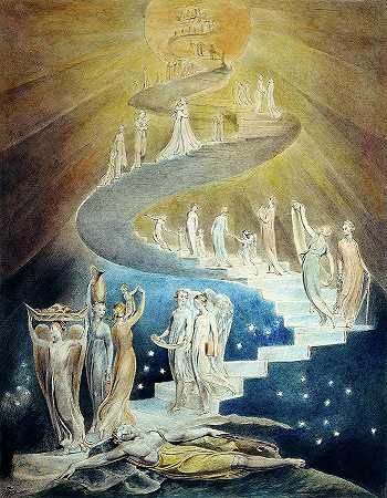 雅各布的梯子，1805年`Jacob\’s Ladder, 1805 by William Blake