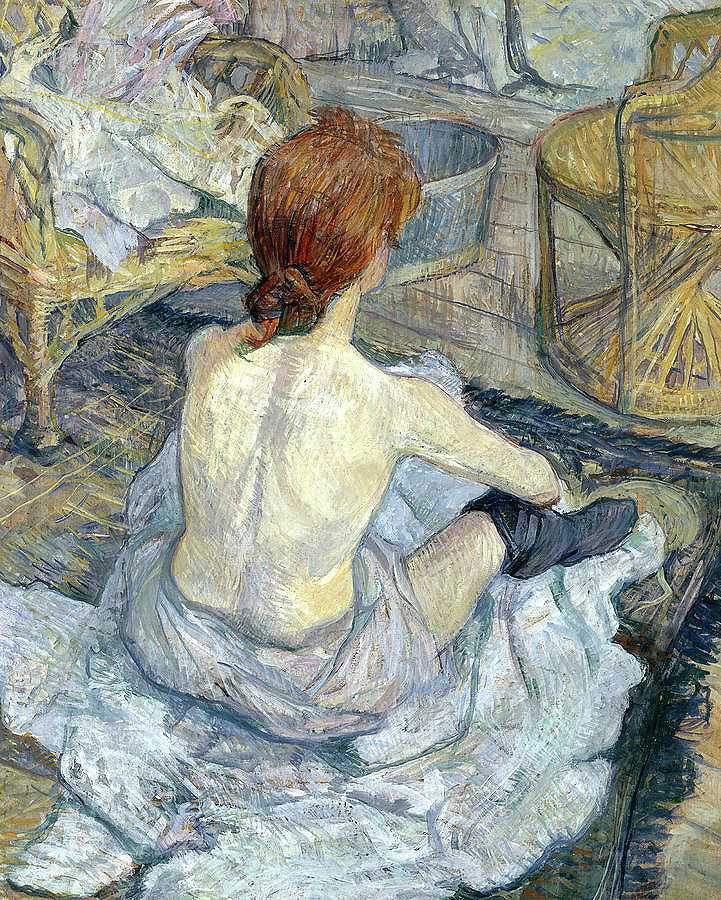 红头发，拉维莱特，1889年`Rousse, La Toilette, 1889 by Henri de Toulouse-Lautrec