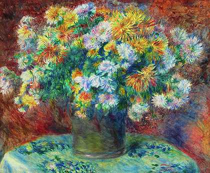 菊花，1881-1882`Chrysanthemums, 1881-1882 by Pierre-Auguste Renoir