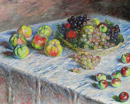 苹果和葡萄，1880年绘制`Apples and Grapes, Painted in 1880 by Claude Monet