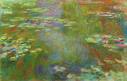 荷花池，1917-1919`Water Lily Pond, 1917-1919 by Claude Monet