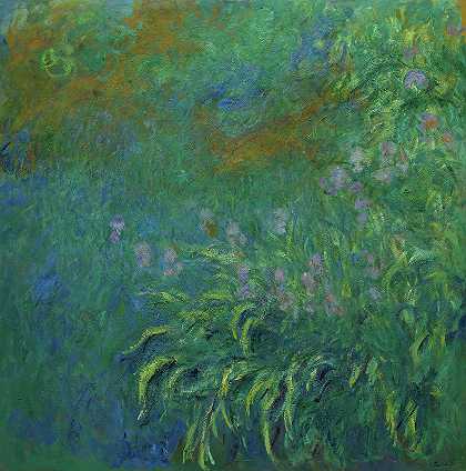 鸢尾花，1914-1917`Irises, 1914-1917 by Claude Monet