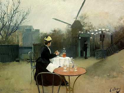 露天，1890年`Plein air, 1890 by Ramon Casas
