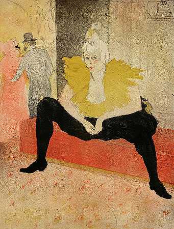 坐着的小丑小姐，恰恰`The Seated Clowness, Cha-U-Kao by Henri de Toulouse-Lautrec