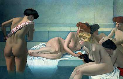 土耳其浴室，1907年`The Turkish Bath, 1907 by Felix Vallotton