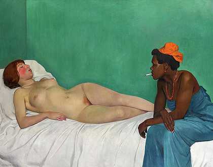 《白人与黑人》，1913年`The White and the Black, 1913 by Felix Vallotton