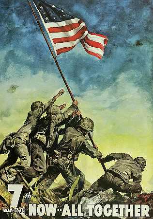 美军士兵在硫磺岛竖起国旗`Raising the Flag on Iwo Jima by American History