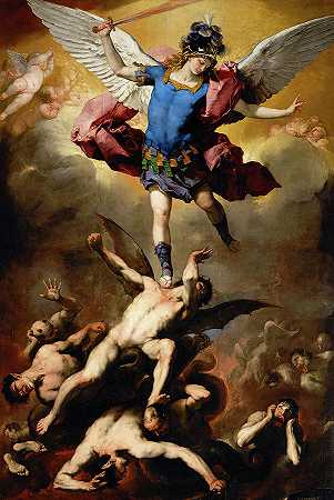 叛军天使的堕落，1660年`The Fall of the Rebel Angels, 1660 by Luca Giordano