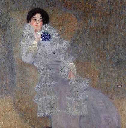 玛丽·亨内伯格的肖像`The portrait of Marie Henneberg by Gustav Klimt