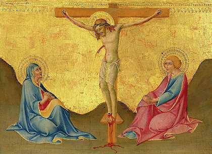 十字架受难，1450年`The Crucifixion, 1450 by Sano di Pietro