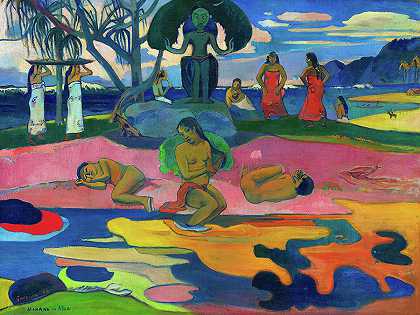 玛哈纳·诺·阿图亚，1894年`Mahana no Atua, 1894 by Paul Gauguin