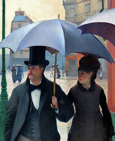 巴黎街，雨天，详图2`Paris Street, Rainy Day, Detail No.2 by Gustave Caillebotte