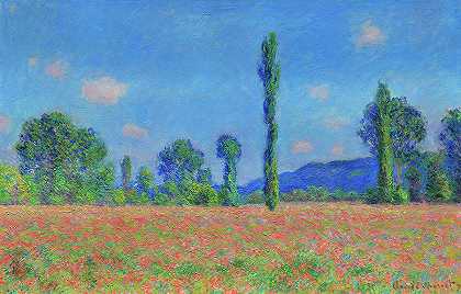罂粟田，吉维尼，1891年`Poppy Field, Giverny, 1891 by Claude Monet