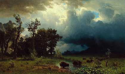 布法罗小径，即将来临的风暴，1869年`Buffalo Trail, The Impending Storm, 1869 by Albert Bierstadt