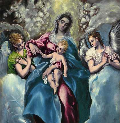 《麦当娜与孩子》，1599年`Madonna and Child, 1599 by El Greco