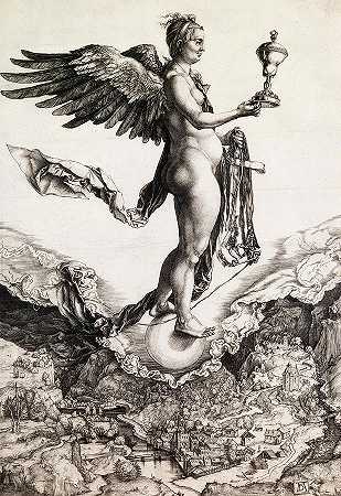 复仇女神，大财富，1502年`Nemesis, Great Fortune, 1502 by Albrecht Durer