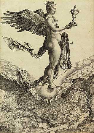 复仇女神，大财富，1501-1502`Nemesis, Great Fortune, 1501-1502 by Albrecht Durer