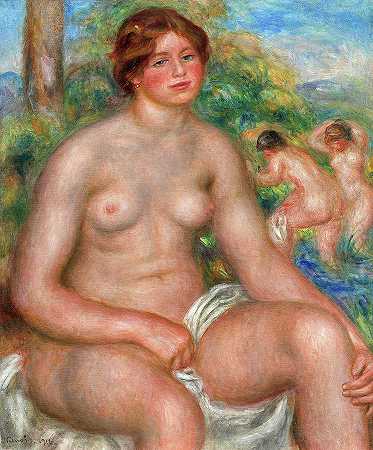 坐着洗澡，1914年`Seated Bather, 1914 by Pierre-Auguste Renoir
