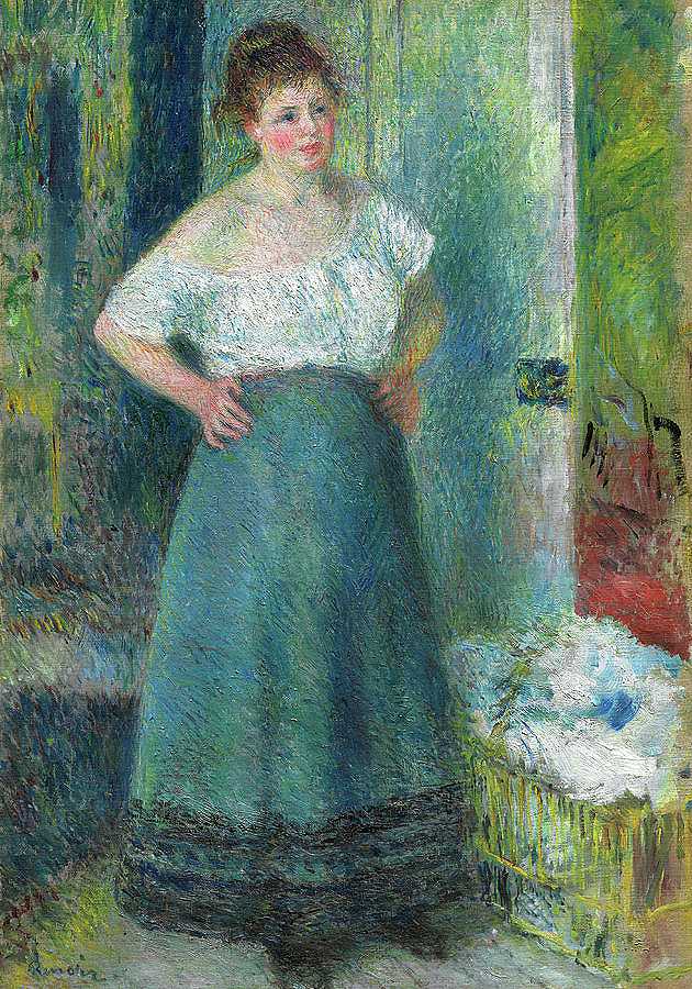 《洗衣女工》，1877-1879年`The Laundress, 1877-1879 by Pierre-Auguste Renoir