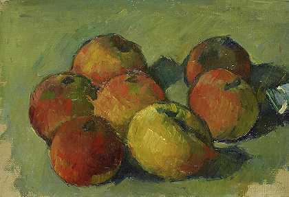 《七个苹果和一管颜料的静物画》，1879年`Still Life with Seven Apples and Tube of Paint, 1879 by Paul Cezanne