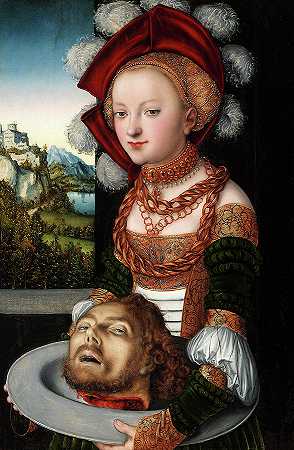 1530年，圣约翰浸信会会长莎乐美`Salome with the Head of Saint John the Baptist, 1530 by Lucas Cranach the Elder
