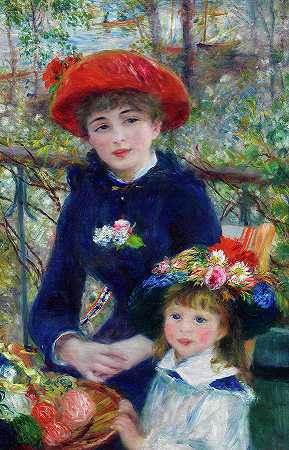露台上有两个姐妹`On the Terrace, Two Sisters by Pierre-Auguste Renoir