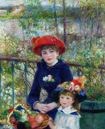 露台上，两姐妹，1881年`On the Terrace, Two Sisters, 1881 by Pierre-Auguste Renoir
