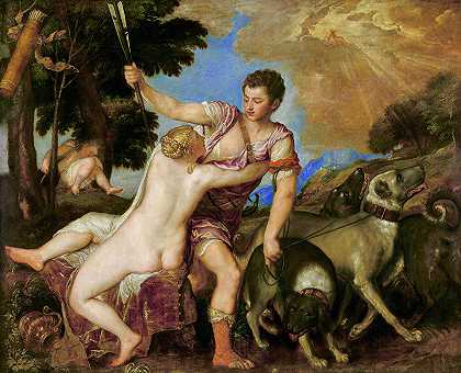 维纳斯和阿多尼斯，1555-1560年`Venus and Adonis, 1555-1560 by Titian