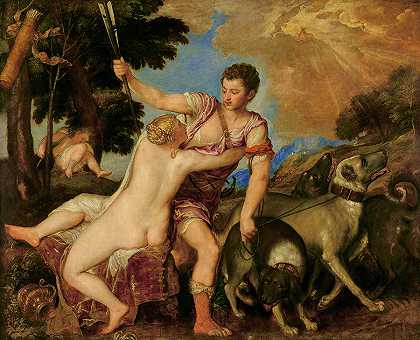 维纳斯和阿多尼斯，1560年`Venus and Adonis, 1560 by Titian