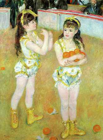 费尔南多马戏团的杂技演员，1879年`Acrobats at the Cirque Fernando, 1879 by Pierre-Auguste Renoir