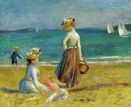 海滩上的人物，1890年`Figures on the beach, 1890 by Auguste Renoir