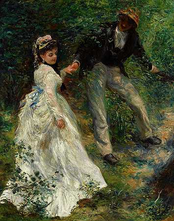 大道，1870年`La Promenade, 1870 by Auguste Renoir