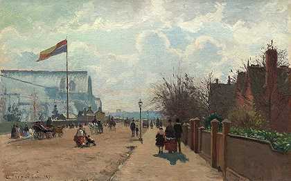 水晶宫，1871年`Crystal Palace, 1871 by Camille Pissarro