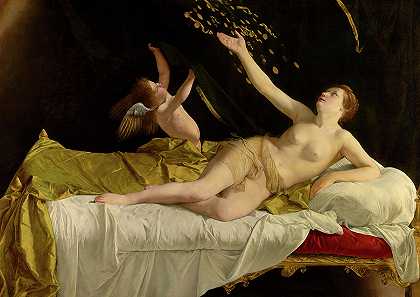 达纳和黄金之雨，1621-1623年`Danae and the Shower of Gold, 1621-1623 by Orazio Gentileschi