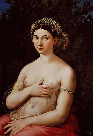 La Fornarina，一位年轻女子的肖像`La Fornarina, Portrait of a Young Woman by Raphael