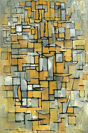 1913年1号画面`Tableau No.1, 1913 by Piet Mondrian